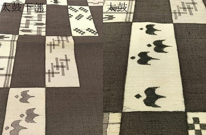 平和屋着物●九寸名古屋帯　作家物　紬地　市松絣文様　銀通し地　正絹　逸品　CABK4411vp