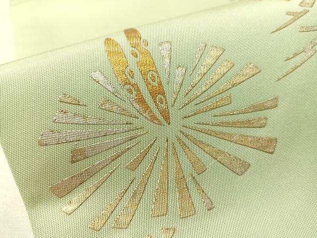 平和屋着物●金彩友禅作家 金彩の魔術師 堀省平 金煌織 九寸名古屋帯 松葉文 正絹 逸品 CABK4413vp