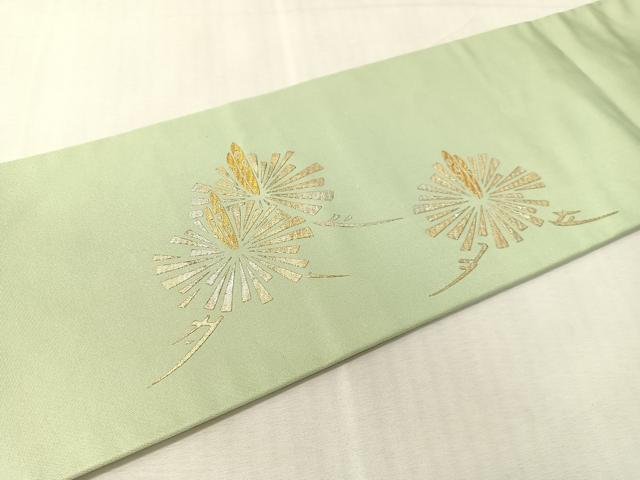 平和屋着物●金彩友禅作家 金彩の魔術師 堀省平 金煌織 九寸名古屋帯 松葉文 正絹 逸品 CABK4413vp