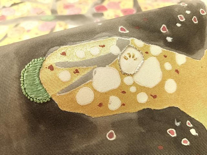 平和屋着物●中国三大刺繍 相良刺繍 駒刺繍 九寸名古屋帯 枝梅文 金彩 正絹 逸品 CABK4416vp