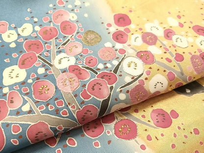 平和屋着物●中国三大刺繍 相良刺繍 駒刺繍 九寸名古屋帯 枝梅文 金彩 正絹 逸品 CABK4416vp