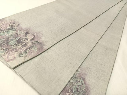 平和屋着物●太鼓柄袋帯　紬地　刺繍　更紗鳳凰文　長尺　正絹　逸品　CABK4422vp