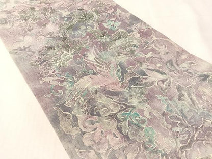 平和屋着物●太鼓柄袋帯　紬地　刺繍　更紗鳳凰文　長尺　正絹　逸品　CABK4422vp