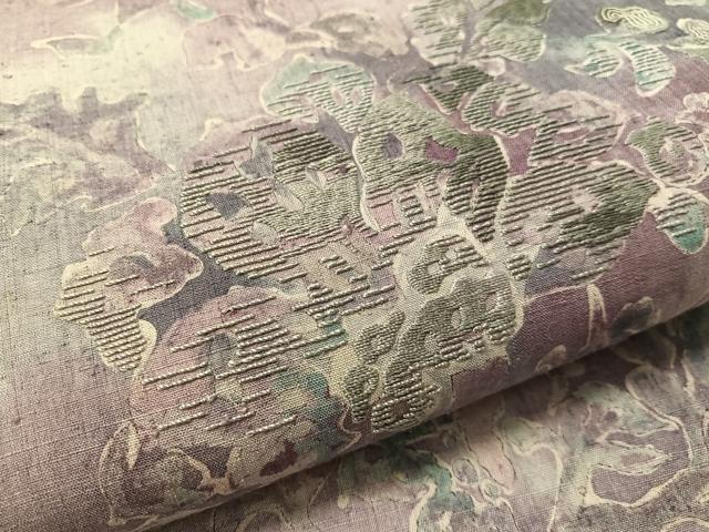 平和屋着物●太鼓柄袋帯　紬地　刺繍　更紗鳳凰文　長尺　正絹　逸品　CABK4422vp