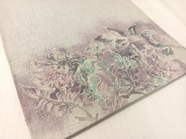 平和屋着物●太鼓柄袋帯　紬地　刺繍　更紗鳳凰文　長尺　正絹　逸品　CABK4422vp