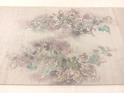 平和屋着物●太鼓柄袋帯　紬地　刺繍　更紗鳳凰文　長尺　正絹　逸品　CABK4422vp