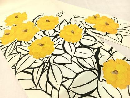 平和屋着物●塩瀬　九寸名古屋帯　ろうけつ染　京珍粋　草花文　正絹　逸品　CABK4424vp