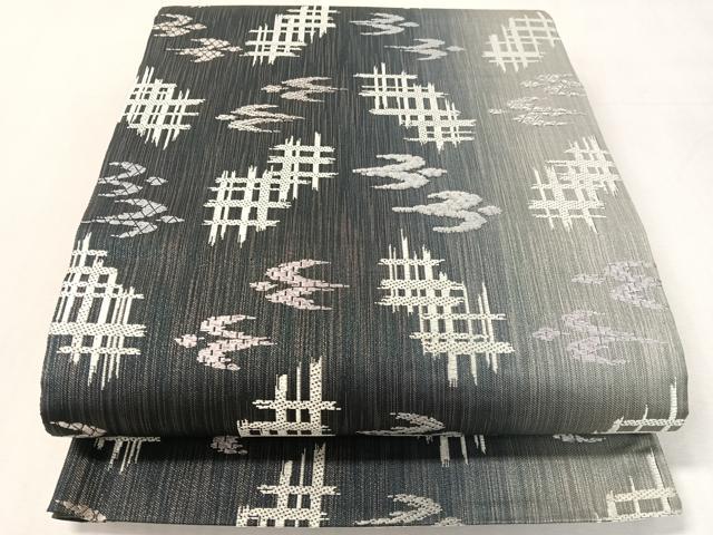平和屋着物●両面双図　全通柄袋帯　モール　幾何学文様　金銀糸　長尺　正絹　逸品　CABK4432vp