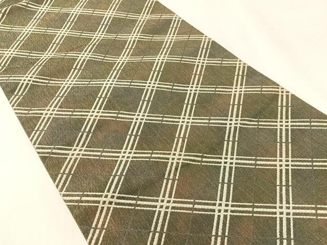 平和屋着物●両面双図　全通柄袋帯　モール　幾何学文様　金銀糸　長尺　正絹　逸品　CABK4432vp