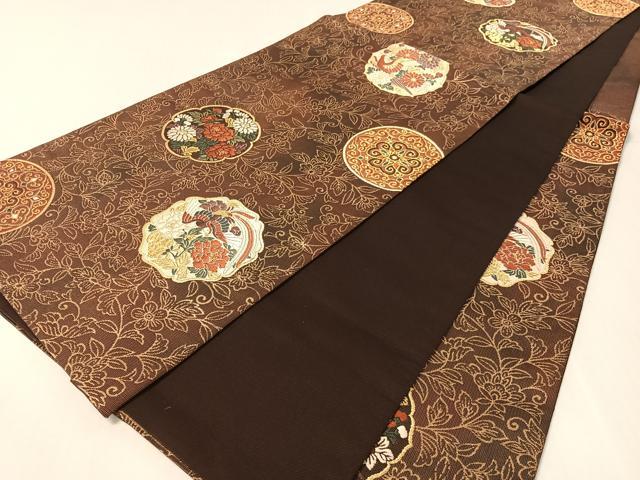 平和屋着物●六通柄袋帯　唐織　堆朱丸文　金糸　正絹　逸品　CABK4437vp