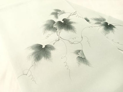 平和屋着物●塩瀬　九寸名古屋帯　手描き　蔦の葉文　正絹　逸品　CABK4442vp