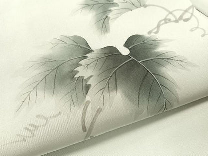 平和屋着物●塩瀬　九寸名古屋帯　手描き　蔦の葉文　正絹　逸品　CABK4442vp