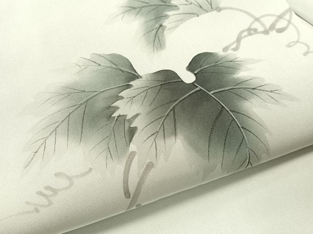 平和屋着物●塩瀬　九寸名古屋帯　手描き　蔦の葉文　正絹　逸品　CABK4442vp
