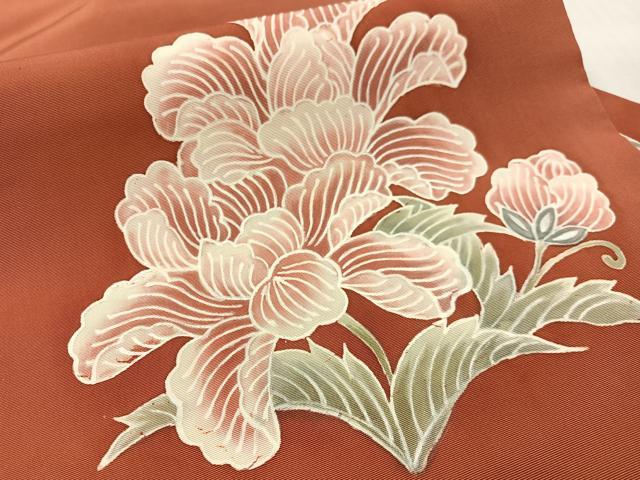 平和屋着物●塩瀬　九寸名古屋帯　ろうけつ染　草花文　正絹　逸品　CABK4454vp