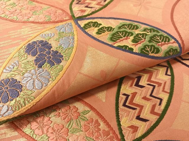 平和屋着物●六通柄　本袋帯　唐織　七宝花文　金彩　正絹　逸品　CABK4456vp