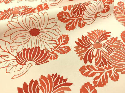 平和屋着物●塩瀬　全通柄　九寸名古屋帯　型染め　菊花文　正絹　逸品　CABK4458vp