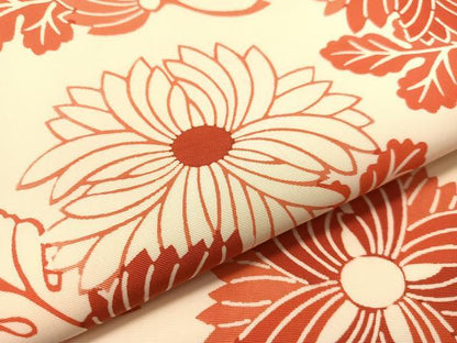 平和屋着物●塩瀬　全通柄　九寸名古屋帯　型染め　菊花文　正絹　逸品　CABK4458vp