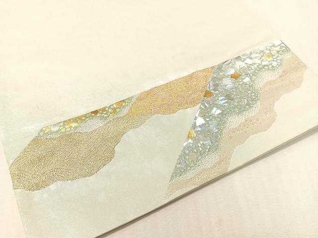 平和屋着物●金彩友禅作家　金彩の魔術師　堀省平　金煌織　太鼓柄袋帯　道長更紗箔散らし　正絹　逸品　CABK4461vp