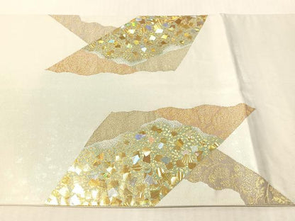 平和屋着物●金彩友禅作家　金彩の魔術師　堀省平　金煌織　太鼓柄袋帯　道長更紗箔散らし　正絹　逸品　CABK4461vp