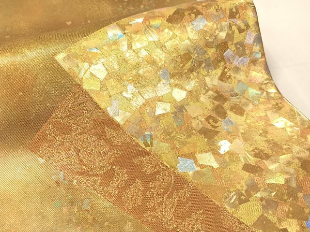 平和屋着物●金彩友禅作家　金彩の魔術師　堀省平　金煌織　太鼓柄袋帯　色紙重ね花文　引箔　正絹　逸品　CABK4468vp