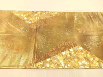 平和屋着物●金彩友禅作家　金彩の魔術師　堀省平　金煌織　太鼓柄袋帯　色紙重ね花文　引箔　正絹　逸品　CABK4468vp
