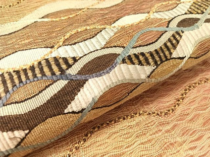 平和屋着物▽太鼓柄袋帯　スリーシーズン　春夏秋　櫛織　よろけ縞　正絹　逸品　CABK4471vp