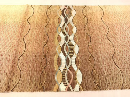 平和屋着物▽太鼓柄袋帯　スリーシーズン　春夏秋　櫛織　よろけ縞　正絹　逸品　CABK4471vp