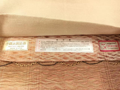 平和屋着物▽太鼓柄袋帯　スリーシーズン　春夏秋　櫛織　よろけ縞　正絹　逸品　CABK4471vp