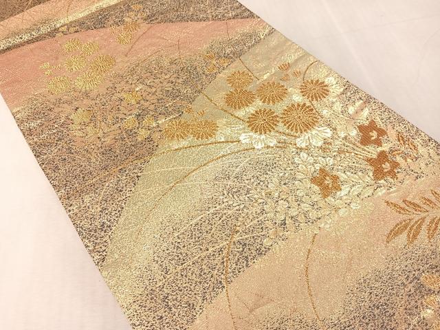 平和屋着物●西陣　織楽浅野謹製　六通柄袋帯　草花文　鈴乃屋扱い　正絹　逸品　CABK4472vp