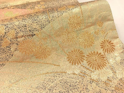 平和屋着物●西陣　織楽浅野謹製　六通柄袋帯　草花文　鈴乃屋扱い　正絹　逸品　CABK4472vp