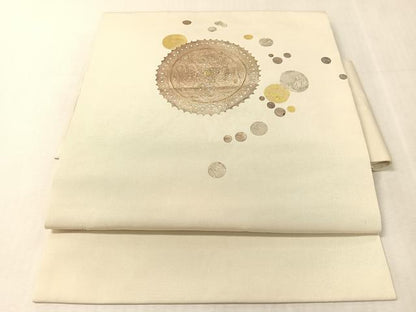 平和屋着物●塩瀬　つけ帯　刺繍　吉祥丸文　金銀彩　正絹　逸品　CABK4479vp