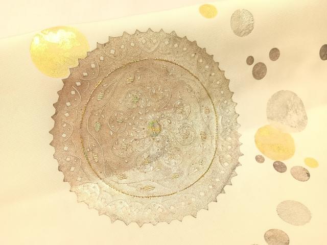 平和屋着物●塩瀬　つけ帯　刺繍　吉祥丸文　金銀彩　正絹　逸品　CABK4479vp