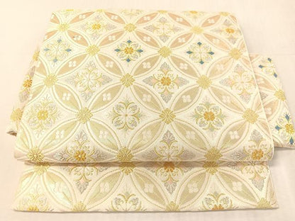 平和屋着物●つけ帯　本袋帯　唐織　七宝繋ぎ花菱文　金銀糸　正絹　逸品　CABK4482vp