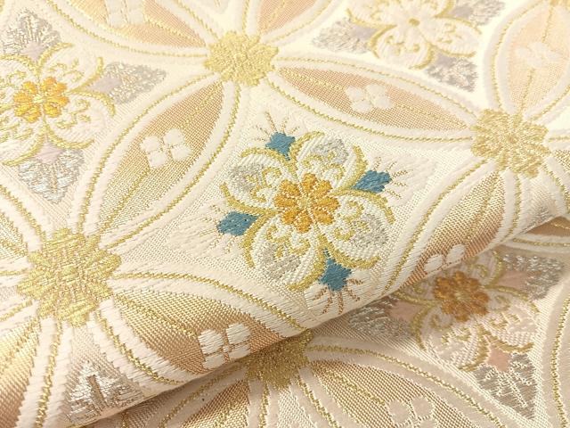 平和屋着物●つけ帯　本袋帯　唐織　七宝繋ぎ花菱文　金銀糸　正絹　逸品　CABK4482vp