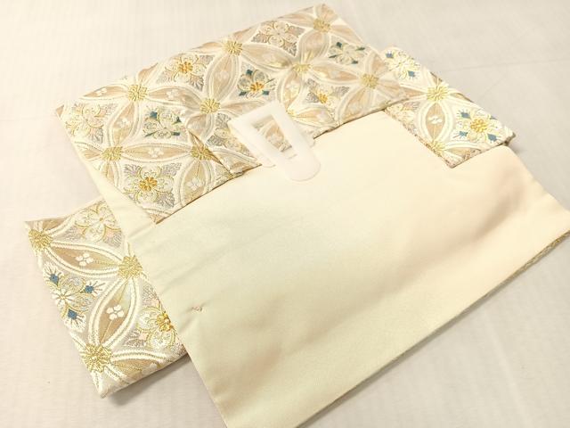 平和屋着物●つけ帯　本袋帯　唐織　七宝繋ぎ花菱文　金銀糸　正絹　逸品　CABK4482vp