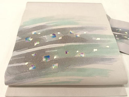 平和屋着物●九寸名古屋帯　破れ箔散らし　金銀彩　正絹　逸品　CABK4485vp