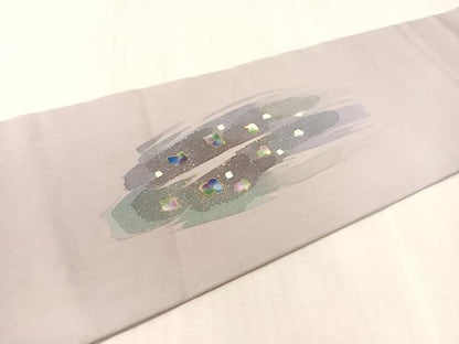 平和屋着物●九寸名古屋帯　破れ箔散らし　金銀彩　正絹　逸品　CABK4485vp