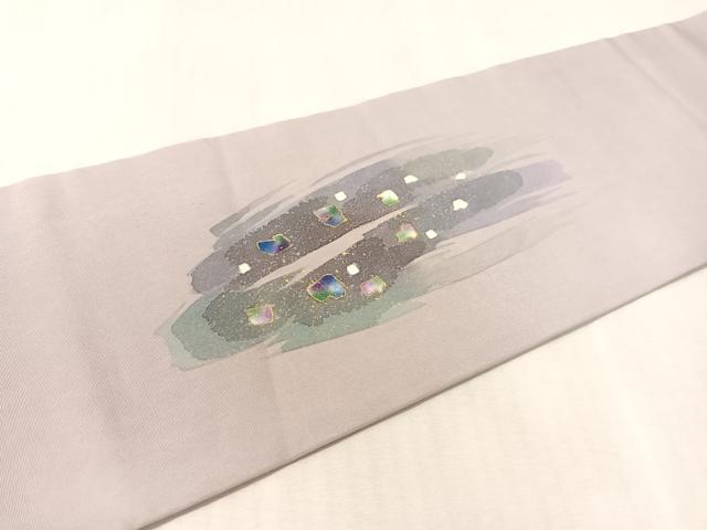 平和屋着物●九寸名古屋帯　破れ箔散らし　金銀彩　正絹　逸品　CABK4485vp