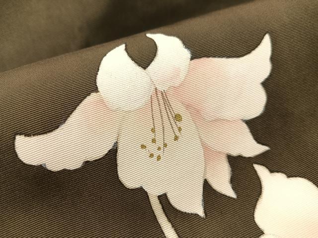 平和屋着物●塩瀬　九寸名古屋帯　草花文　金彩　正絹　逸品　CABK4490vp