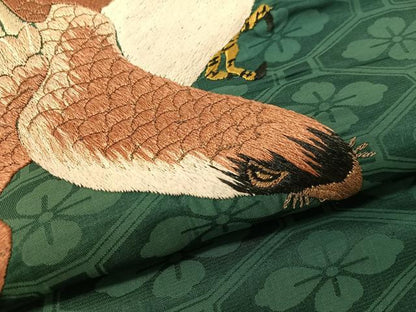 平和屋着物●アンティーク　大正ロマン　九寸名古屋帯　総手刺繍　飛鳥文　金糸　正絹　逸品　CABK4491vp