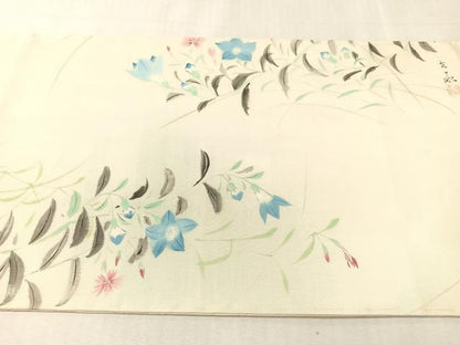 平和屋着物●アンティーク　大正ロマン　太鼓柄　京袋帯　作家物　手描き　草花文　正絹　逸品　CABK4494vp