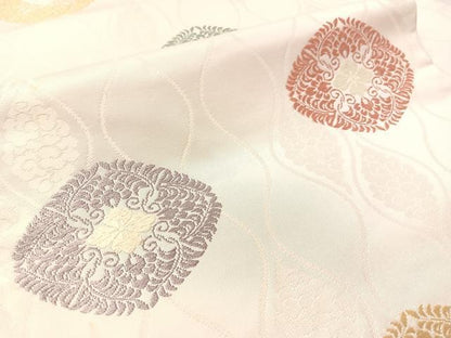 平和屋着物●九寸名古屋帯　唐織　立涌花菱文　正絹　逸品　CABK4500vp