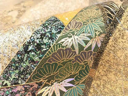 平和屋着物●玉虫螺鈿　加藤信和　六通柄袋帯　草花吉祥文　引箔　正絹　逸品　CABK4505vp