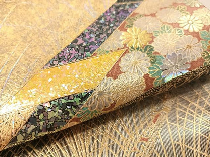 平和屋着物●玉虫螺鈿　加藤信和　六通柄袋帯　草花吉祥文　引箔　正絹　逸品　CABK4505vp