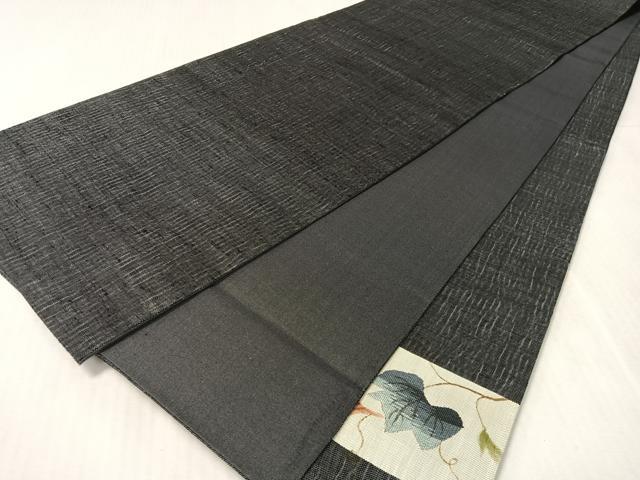平和屋着物●太鼓柄袋帯　紬地　横段蔦の葉文　正絹　逸品　CABK4506vp