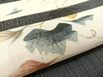平和屋着物●太鼓柄袋帯　紬地　横段蔦の葉文　正絹　逸品　CABK4506vp