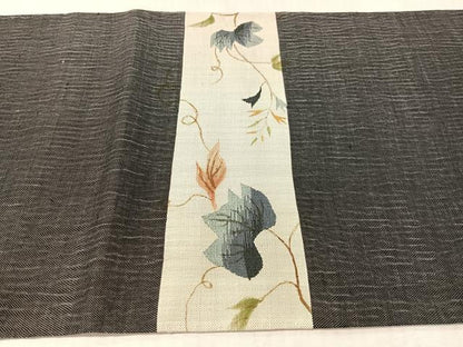 平和屋着物●太鼓柄袋帯　紬地　横段蔦の葉文　正絹　逸品　CABK4506vp