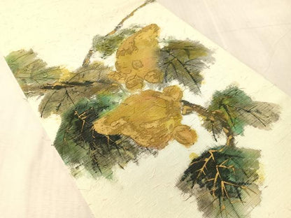 平和屋着物●九寸開き名古屋帯　手描き　髭紬　成り物　金彩　正絹　逸品　CABK4512vp