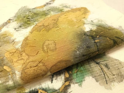 平和屋着物●九寸開き名古屋帯　手描き　髭紬　成り物　金彩　正絹　逸品　CABK4512vp