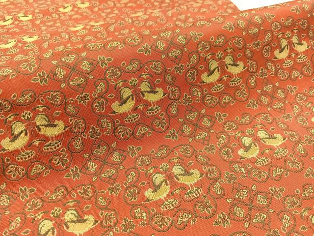 平和屋着物●本場筑前博多織　全通柄　京袋帯　鴛海織物謹製　向かい鳥　証紙付き　正絹　逸品　未使用　CABK4513vp